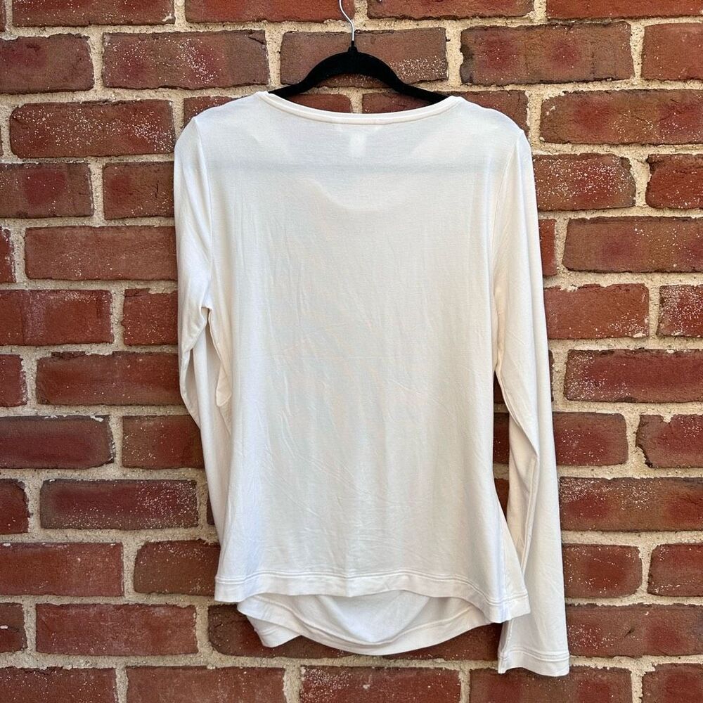 Athleta Weekender Ruched Boat Neck Tencel Long Sleeve Top White Small NEW - Picture 4 of 8